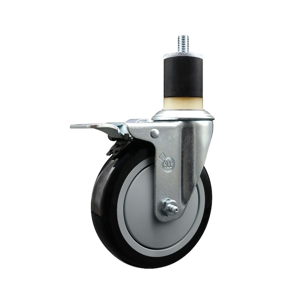 5'' Black Poly Swivel 1-7/8'' Expanding Stem Caster Total Lock Brake